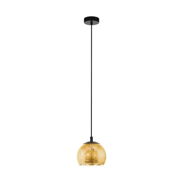 Albaraccin 190 Black with Gold Glass Shade Pendant Light
