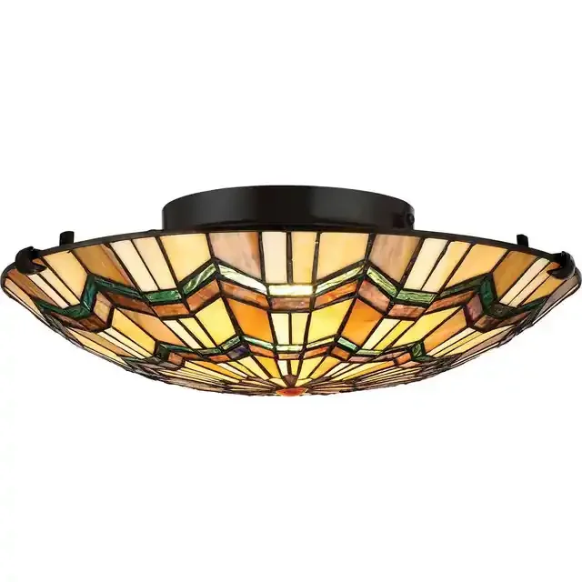 Alcott 2 Light Valiant Bronze Tiffany Flush Ceiling Light