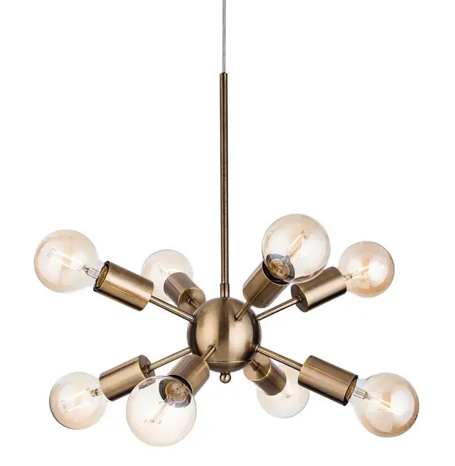Alfa 8 Light Antique Brass Sputnik Pendant Light