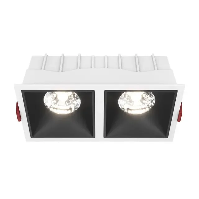 Alfa LED 2 Light Black with White 15W 4000K Dimmable Square Recessed Light