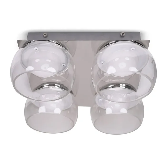 Alissa IP44 Bathroom Rated LED Square 4 Light Flush Ceiling Fitting with Glass Shades