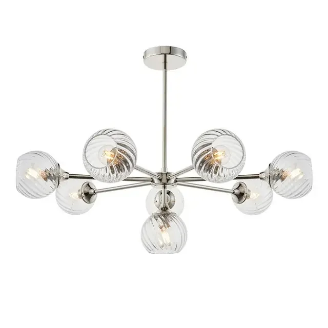 Allegra 8 Light Bright Nickel with Clear Shades Pendant Light