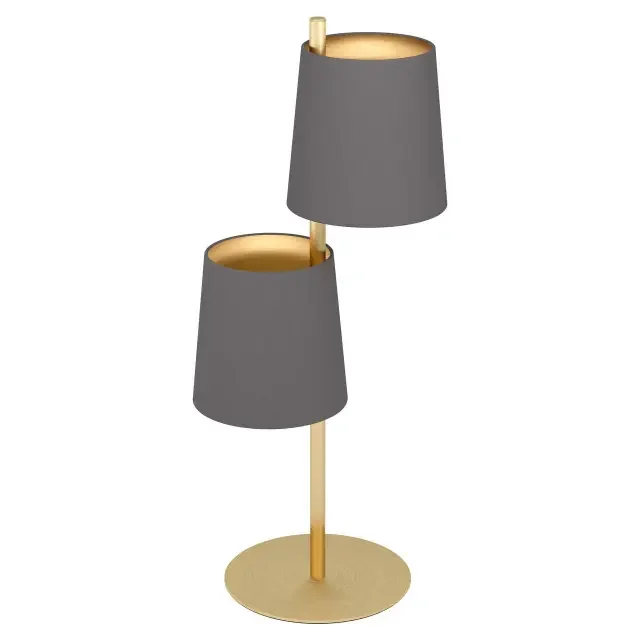 Almeida2 2 Light Brushed Brass and Cappuccino Fabric Shade Table Lamp
