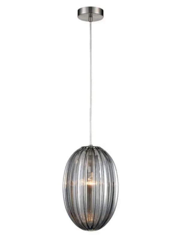 Almond Satin Nickel with Smoked Diffuser 20cm Pendant Light