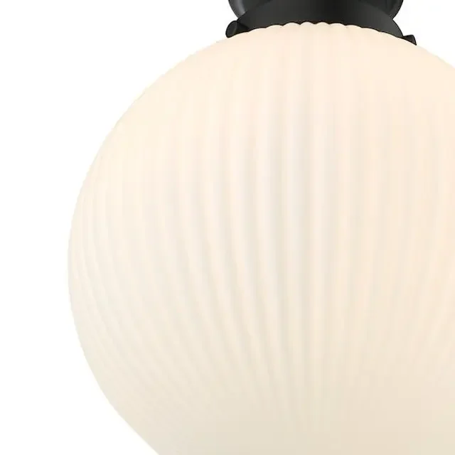 Alrik Matt Black with Opal Glass IP44 Flush Ceiling Light