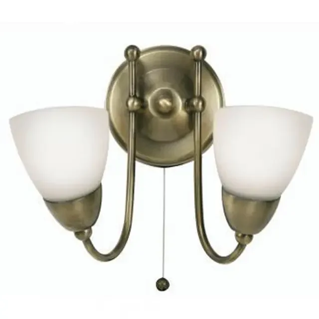 Altair 2 Light Antique Brass with Opal Glass Wall Light