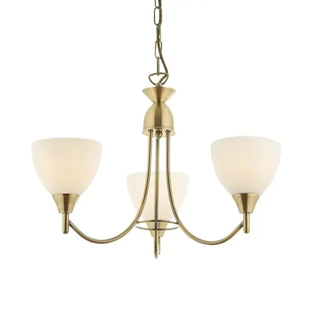 Alton 3 Light Antique Brass with Opal Glass Pendant Light