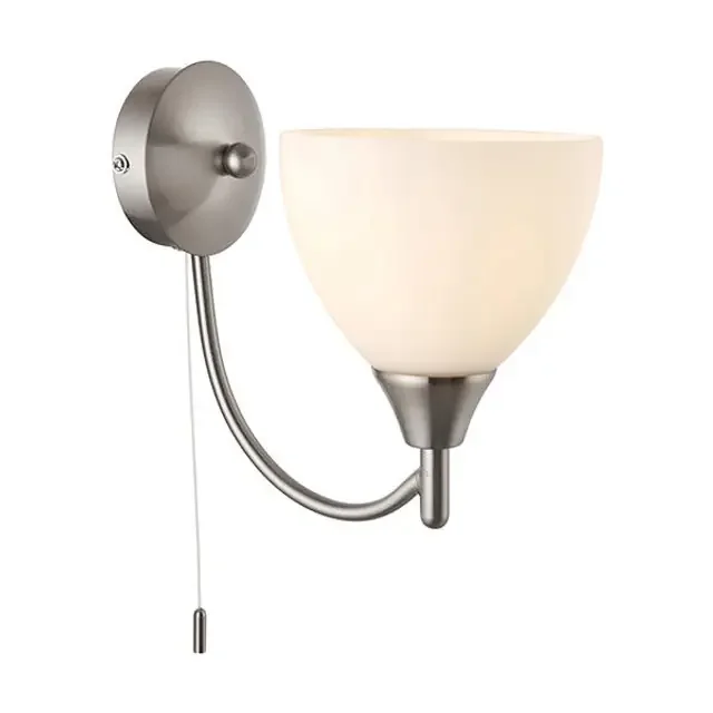 Alton Satin Chrome Opal Glass Wall Light