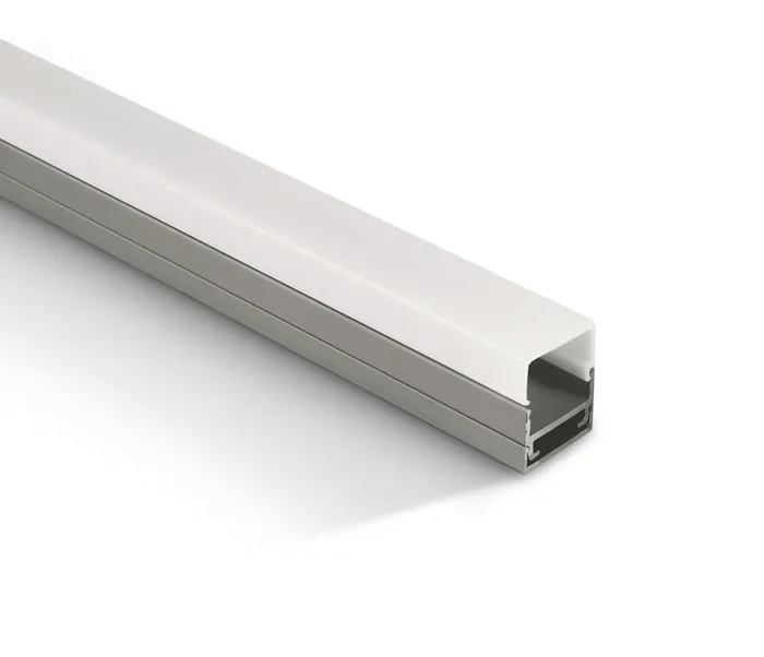 Aluminium 2m Slim Surface aluminium profile with PC opal diffuser.