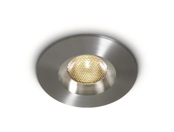 Aluminium 3W COB LED recessed spot with prismatic diffuser IP65.