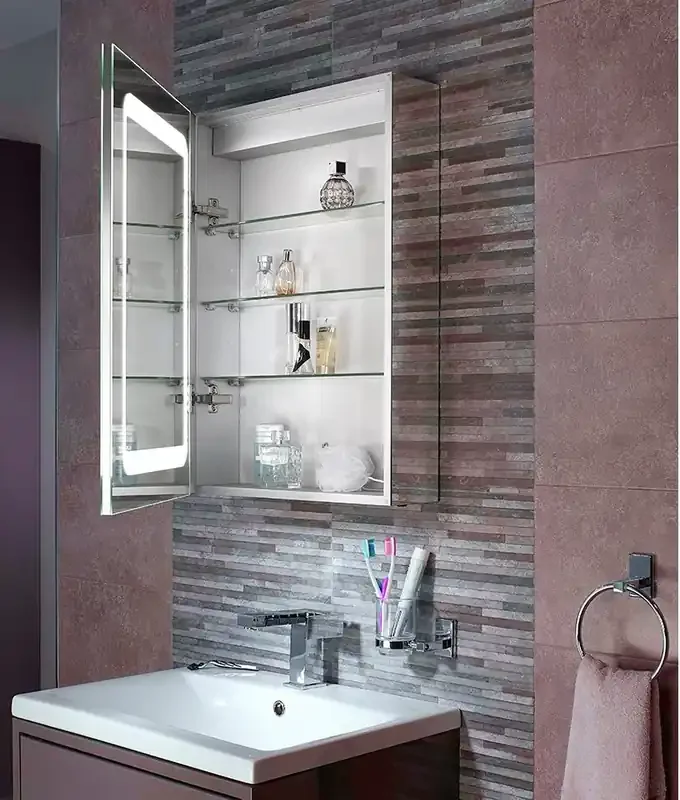 Aluminium Illuminated Bathroom Cabinet – 70cm x 50cm