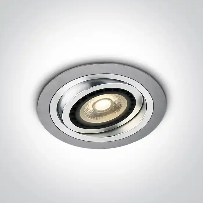 Aluminium Recessed adjustable R111 downlight round range with G53 lampholder.