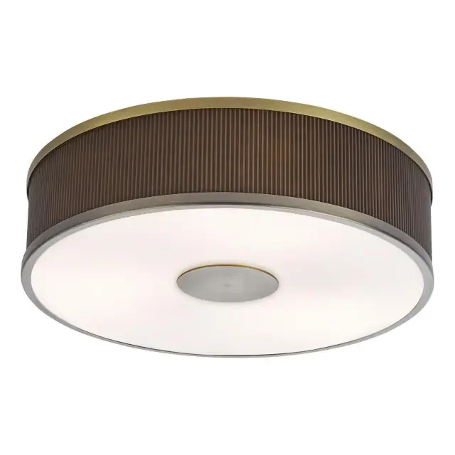 Alvaro 3 Light Antique Bronze with Brown Shaded Flush Ceiling Light