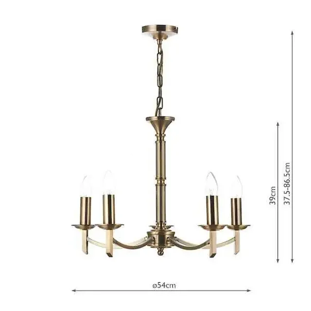 Ambassador 5 Light Dual Mount Antique Brass Pendant Light Chandelier