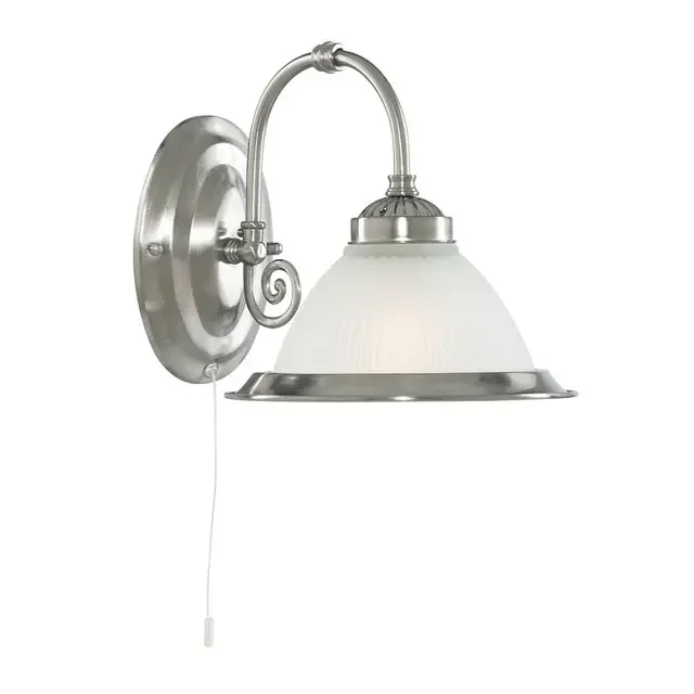American Diner Satin Silver with Acid Glass Wall Light