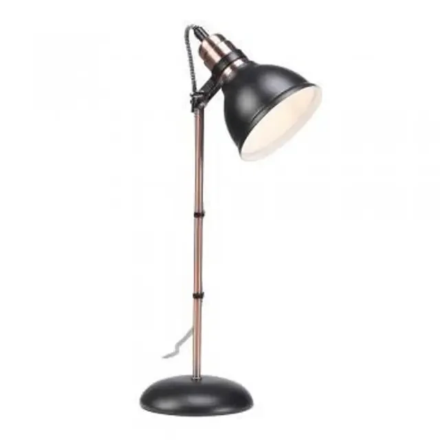 Amka Black with Antique Copper Adjustable Table Lamp