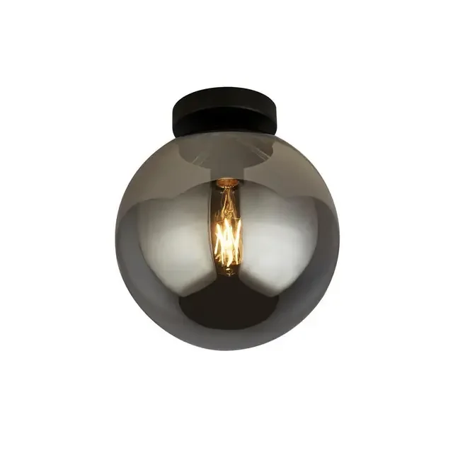 Amsterdam Black and Smoked Glass Flush Ceiling Light