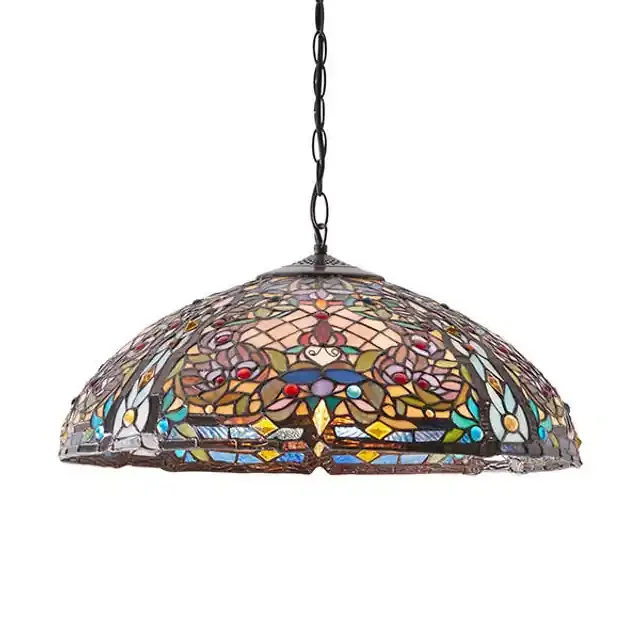 Anderson 3 Light Dark Bronze Large Tiffany Pendant Light