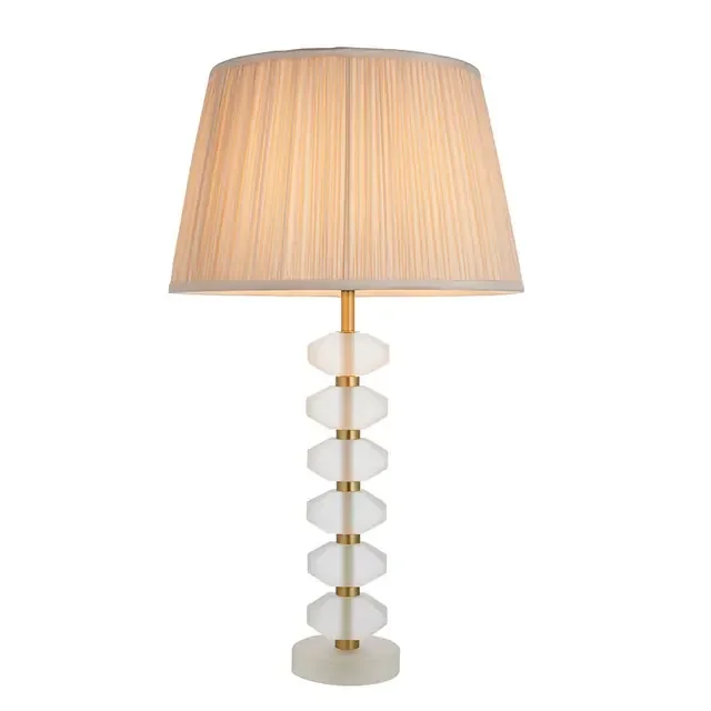 Annabelle and Freya Brushed Gold with Oyster Shade Table Lamp