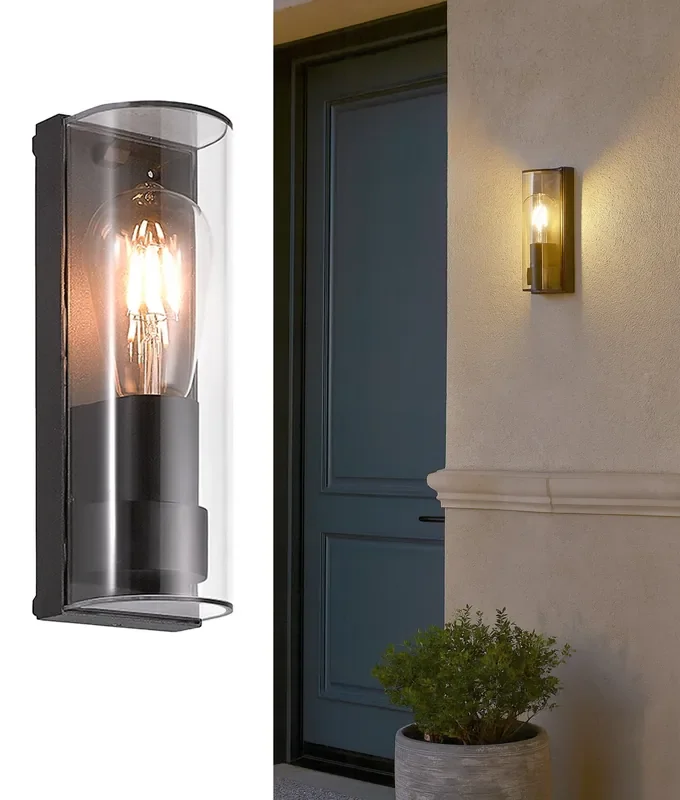 Anthracite Flush Mounted & Curved IP65 Exterior Wall Light