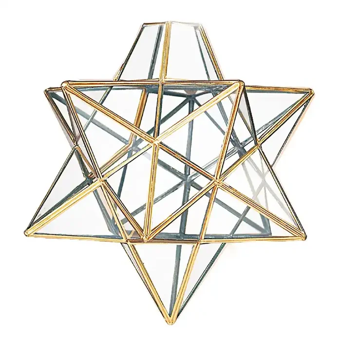 Antique Brass & Glass Vintage Easy Fit Star Pendant Shade 20cm