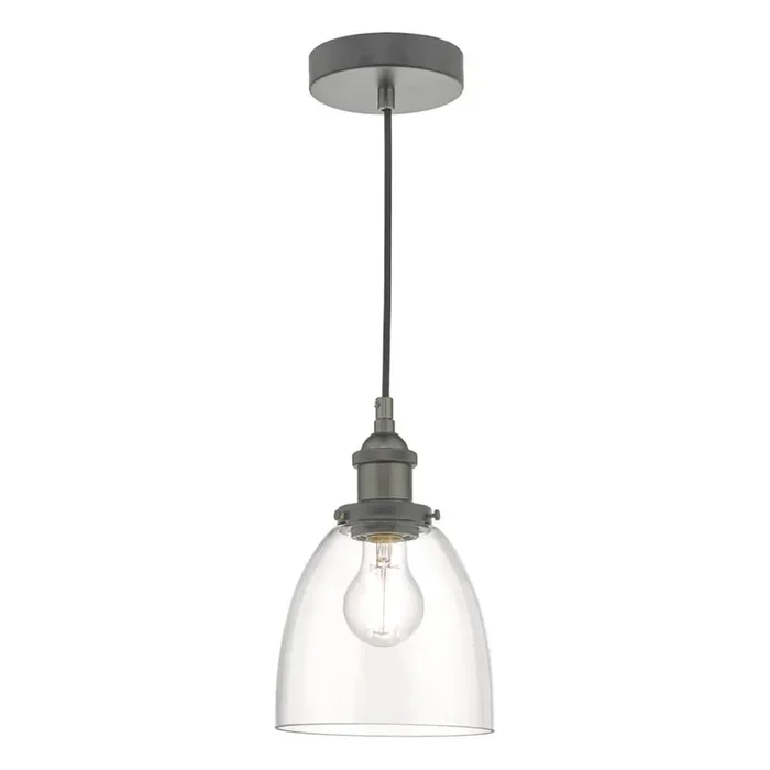 Antique Chrome & Glass Vintage Dome Pendant Light 16cm