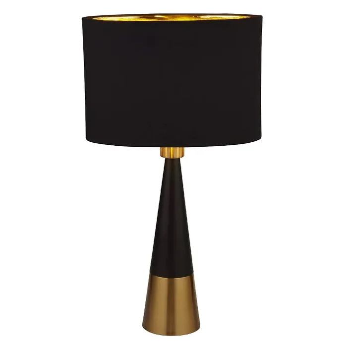 Antique Copper Vintage Conical Table Lamp with Black Oval Shade 59cm