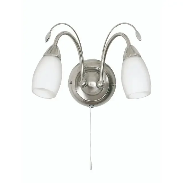 Antwerp 2 Light Antique Chrome with Opal Diffuser Wall Light