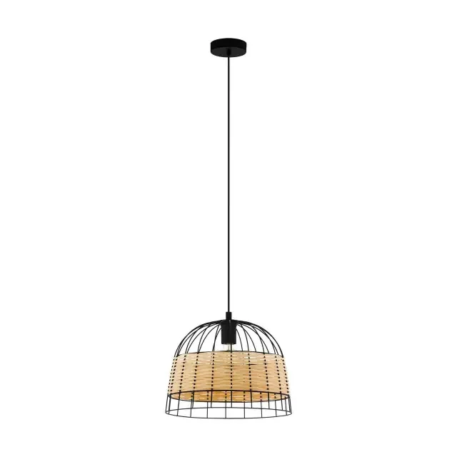 Anwick Black Steel Rattan Shade 370 Pendant Light