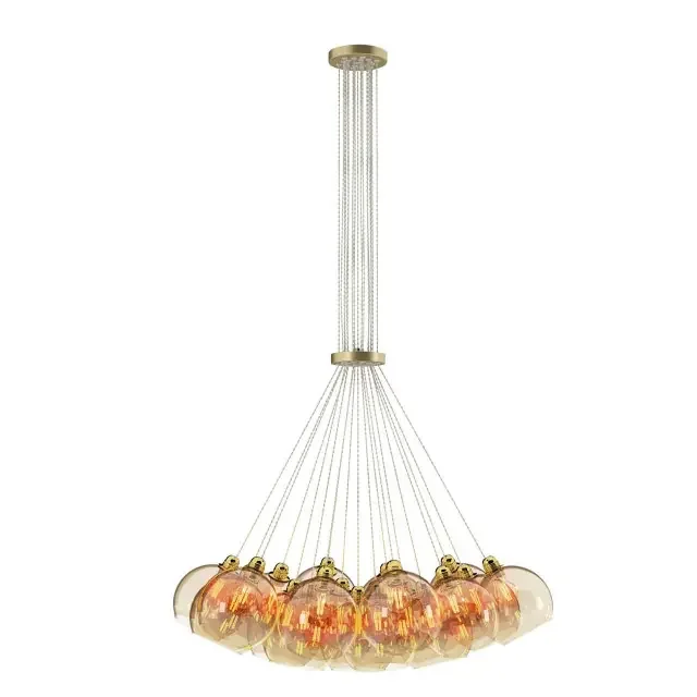 Apollo 19 Light Butter Brass with Amber Glass Pendant Light