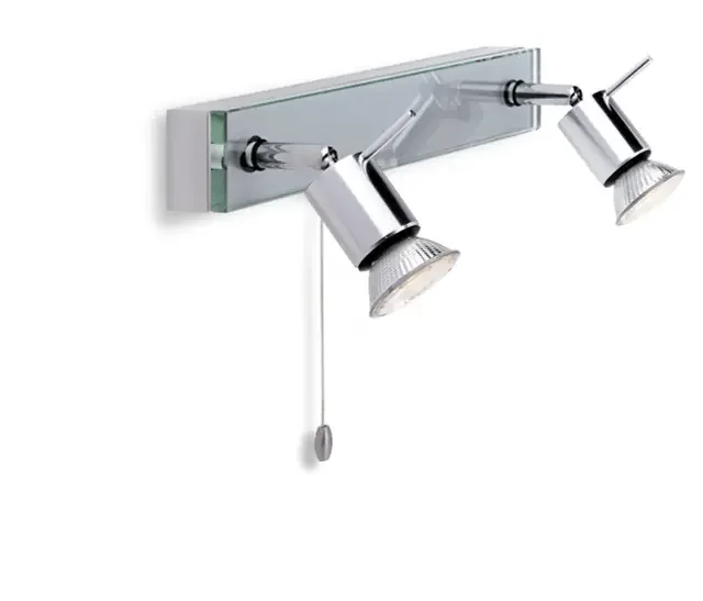 Aqua 2 Light Aluminium with Clear Glass Adjustable Bar Spotlight