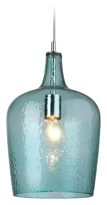 Aqua Glass and Chrome Pendant Light
