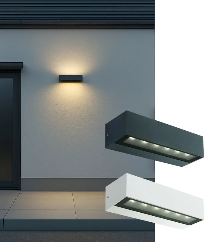 Architectural LED Wall Lights – 222mm Dual Up/Down Beams, IP65 Rated, Anthracite or White Finishes