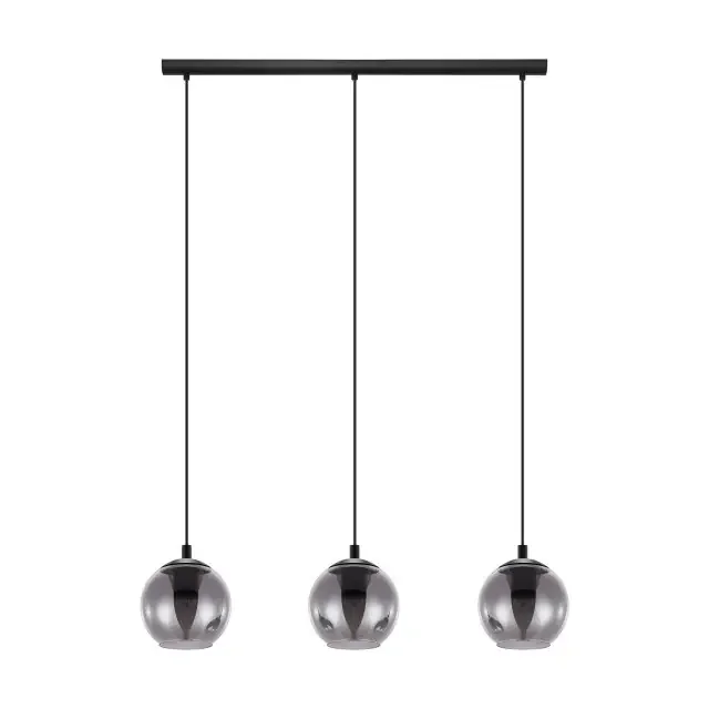 Ariscani 3 Light Black with Black Transparent Glass Bar Pendant Light