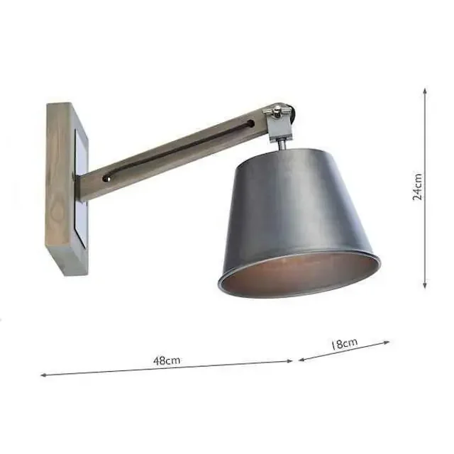 Arken Grey with Raw Wood Adjustable Wall Light – Clearance
