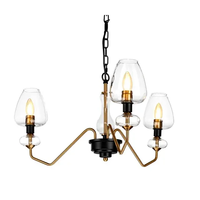 Armand 3 Light Aged Brass with Black Pendant Light