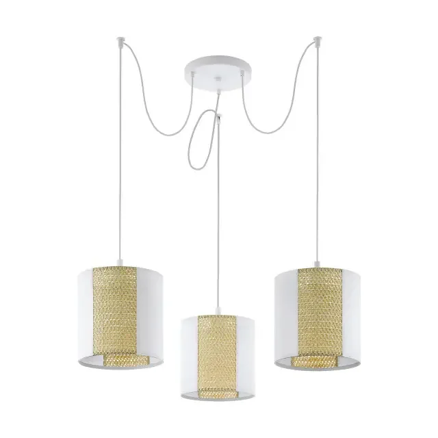 Arnhem 3 Light White Steel with Seagrass Shade Pendant Light