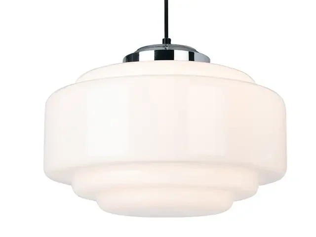 Art Deco Large Chrome with Opal White Glass Pendant Light