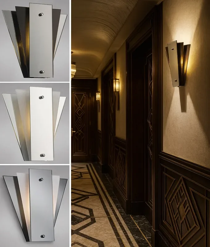 Art Deco Wall Light – Fan Sconce Design in Mirror & Glass