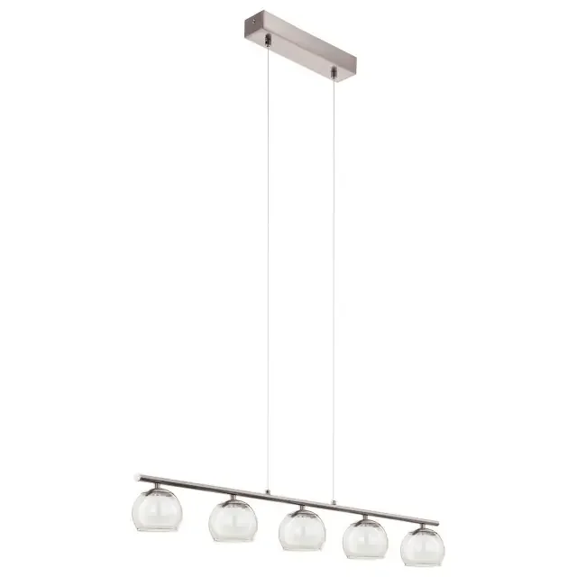 Ascolese 6 Light Satin Nickel with Amber and White Satin Glass Pendant Light