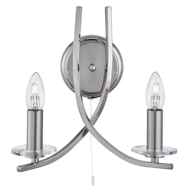 Ascona 2 Light Satin Silver with Clear Glass Wall Light