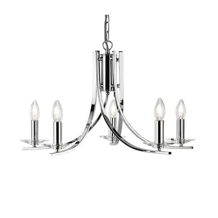Ascona Polished Chrome 5 Lamp Twist Arms Pendant with Clear Glass Sconces