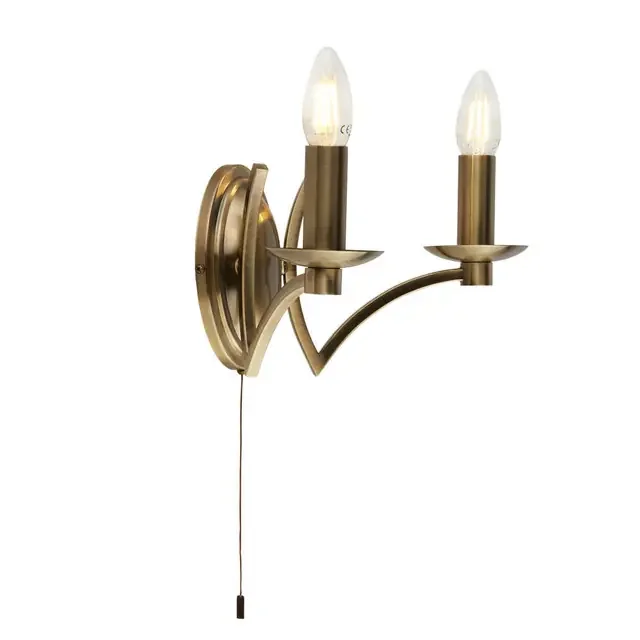 Ascot 2 Light Antique Brass Wall Light