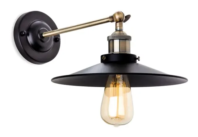 Ashby Black with Antique Brass Adjustable Wall Light