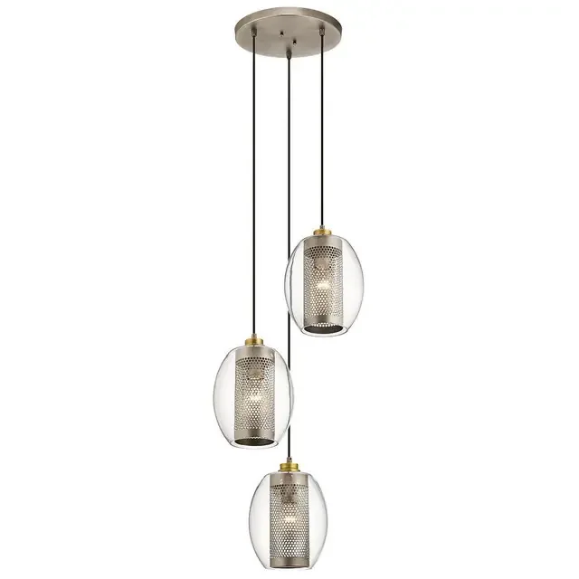 Asher 3 Light Antique Pewter Cluster Pendant Light