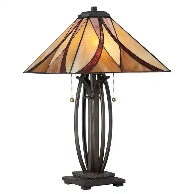 Asheville 2 Light Vintage Bronze Tiffany Table Lamp