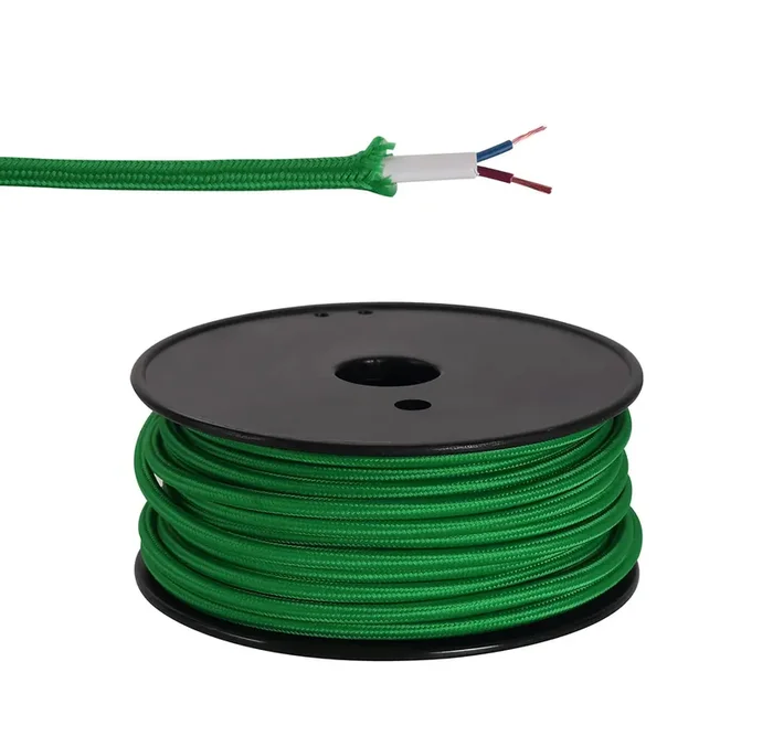 Ashmore 25m Roll Bottle Green Braided 2 Core 0.75mm Cable VDE Approved