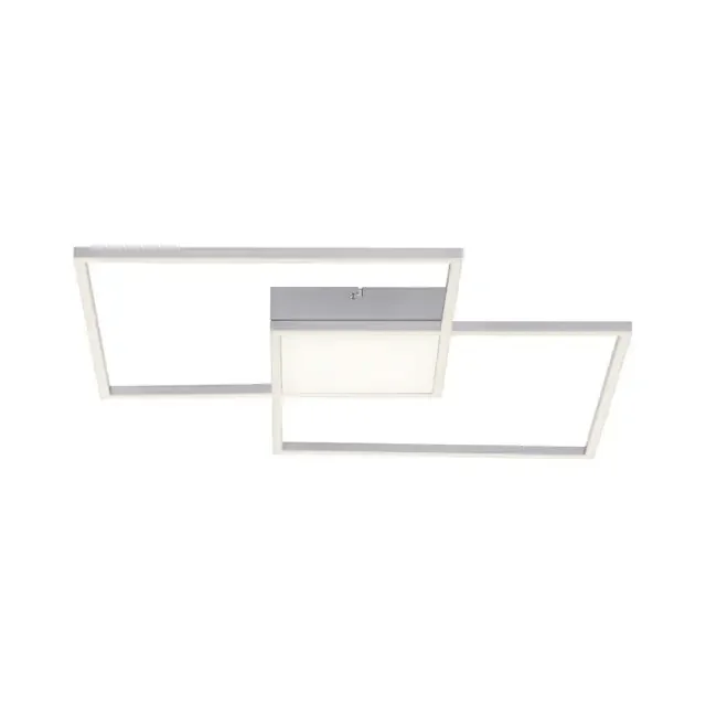 ASMIN 3 Light Brushed Steel Square Remote Control Dimmable Ceiling Light