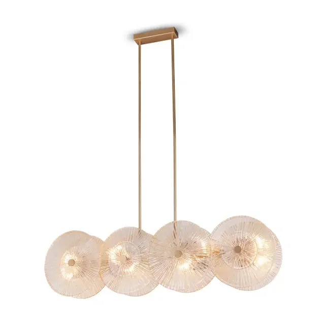 Aster 8 Light Glass Discs with Gold Bar Pendant Light