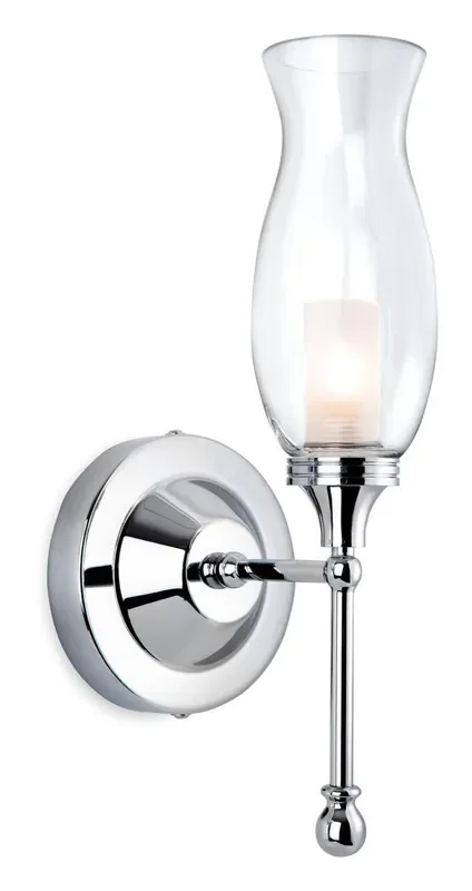 Aston Chrome with Clear and Opal Glass IP44 Wall Light